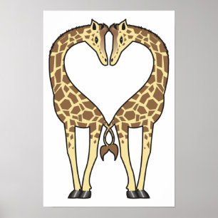 Giraffe Love Poster