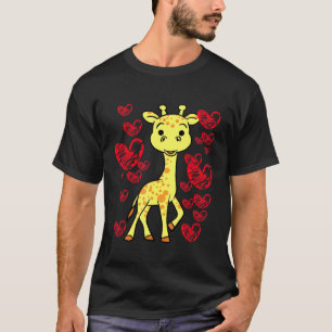 Giraffe Love Valentines Day Hearts Romantic Anima T-Shirt