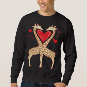 Giraffe Love with Red Hearts Sweatshirt