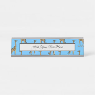Giraffe Lover Blue Wild Animals Zoo African Safari Desk Name Plate