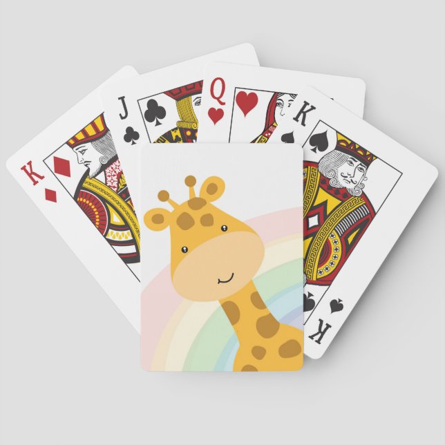 Giraffe Lover Cute Giraffe Peeking Playing Cards (Back)