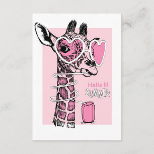 Giraffe Lover Cute Giraffe With Drink Enclosure Card
