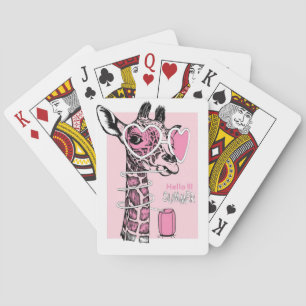 Giraffe Lover Cute Giraffe With Drink Playing Cards