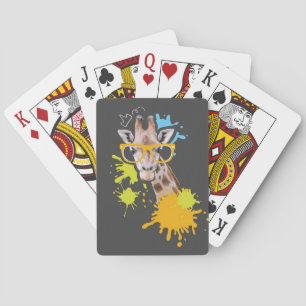Giraffe Lover Cute Giraffe With Glasses Playing Cards