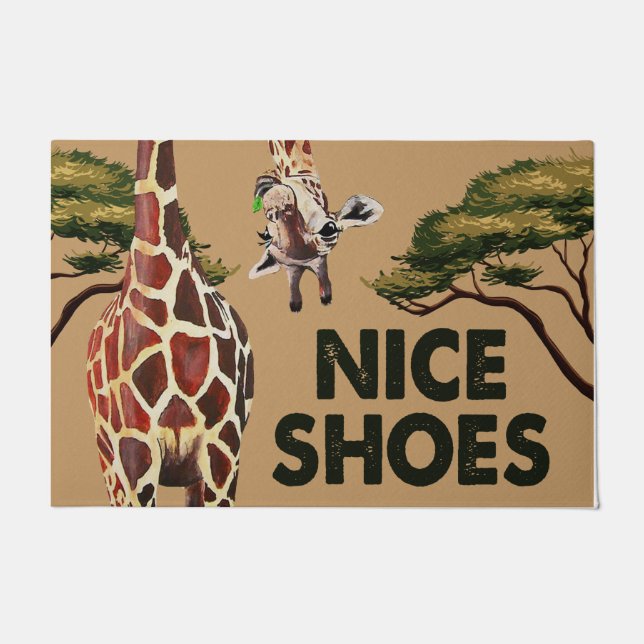 Giraffe Lover Doormat, Giraffe Welcome Mat (Front)