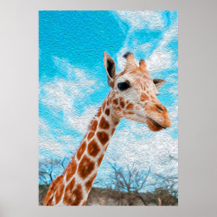 Giraffe Lover Giraffe Art Watercolor Poster