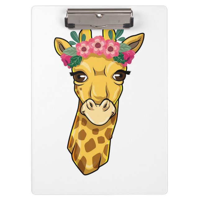 Giraffe Lover Giraffe Flower Wreath Clipboard (Front)