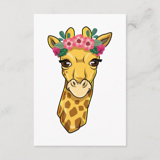 Giraffe Lover Giraffe Flower Wreath Enclosure Card (Front)