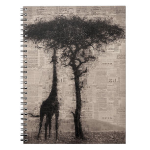 Giraffe Lover Giraffe Newspaper Art Notebook