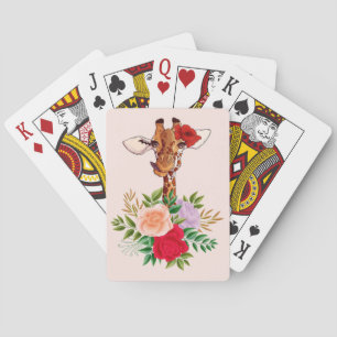 Giraffe Lover Giraffes Africa And Flower Playing Cards