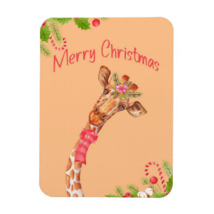 Giraffe Lover Giraffes Africa Merry Christmas Magnet