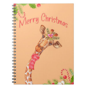 Giraffe Lover Giraffes Africa Merry Christmas Notebook