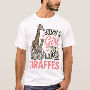 Giraffe Lover Girl Vintage Engraving Shirt Design_