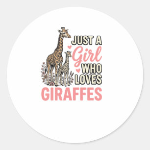 Giraffe Lover Girl Vintage Engraving Shirt Design_ Classic Round Sticker