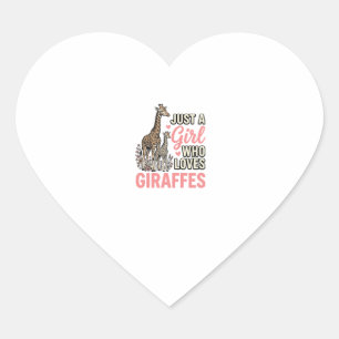 Giraffe Lover Girl Vintage Engraving Shirt Design_ Heart Sticker