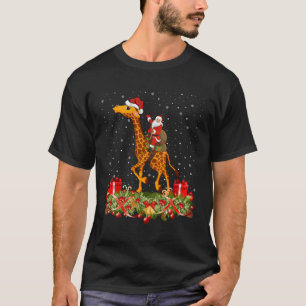 Giraffe Lover Xmas Gift Santa Riding Giraffe For C T-Shirt