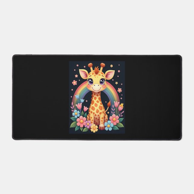 Giraffe Lovers T-Shirt Desk Mat (Front)