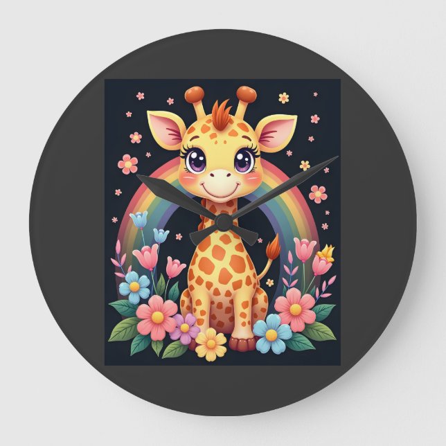 Giraffe Lovers T-Shirt Large Clock (Front)