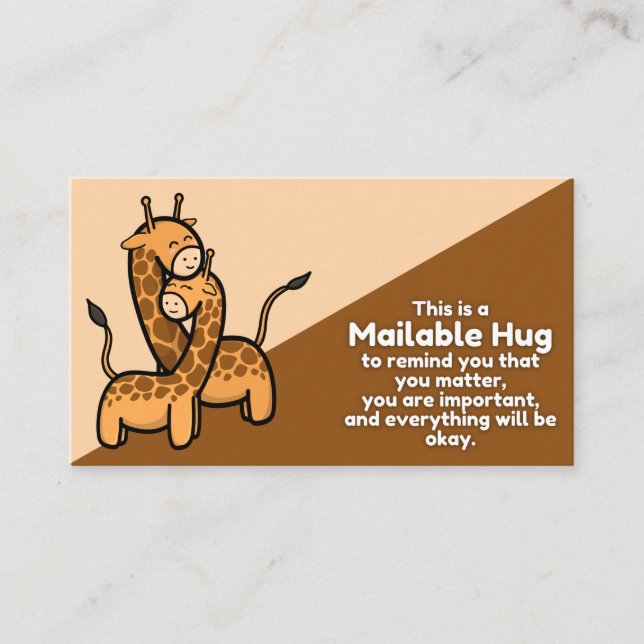 Giraffe Mailable Hug Insert Cards (Front)