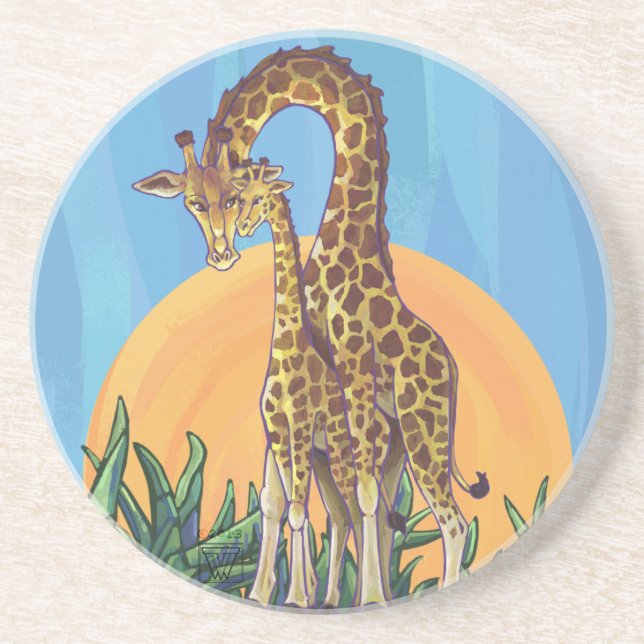 Giraffe Mama and Baby Coaster (Front)