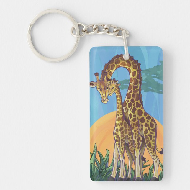 Giraffe Mama and Baby Key Ring (Front)