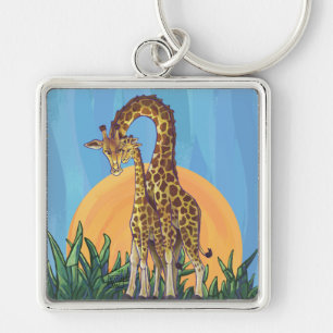 Giraffe Mama and Baby Key Ring