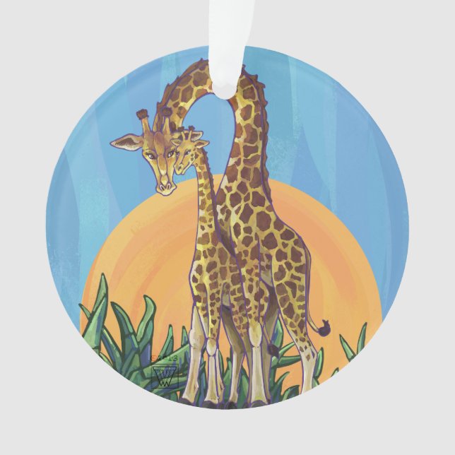 Giraffe Mama and Baby Ornament (Front)