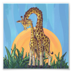 Giraffe Mama and Baby Photo Print