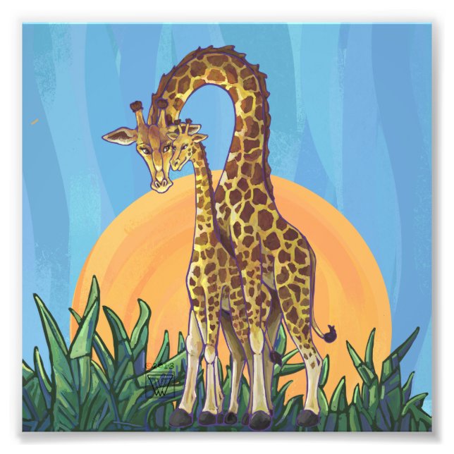 Giraffe Mama and Baby Photo Print (Front)