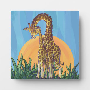 Giraffe Mama and Baby Plaque
