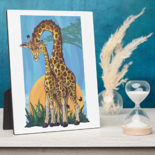 Giraffe Mama and Baby Plaque