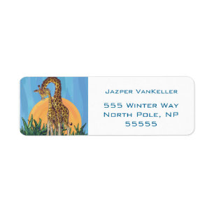 Giraffe Mama and Baby Return Address Label