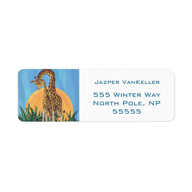Giraffe Mama and Baby Return Address Label (Front)