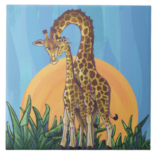 Giraffe Mama and Baby Tile