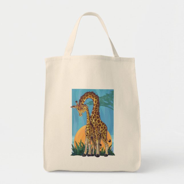 Giraffe Mama and Baby Tote Bag (Front)