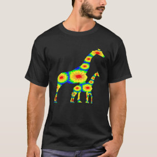 Giraffe Mama Baby Tie Dye Animal Art Graphic T-Shirt