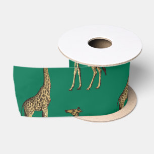 Giraffe Mammalian Emerald Green Wild Animal Africa Satin Ribbon