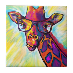 Giraffe Man Art Ceramic Tile