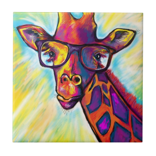 Giraffe Man Art Ceramic Tile (Front)