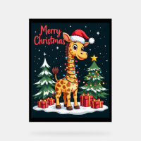 Giraffe Merry Christmas Tree Lighting Santa Giraff