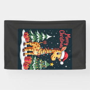 Giraffe Merry Christmas Tree Lighting Santa Giraff Banner