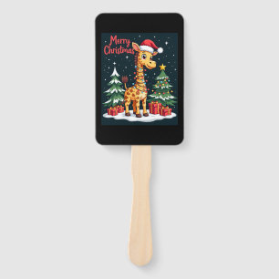 Giraffe Merry Christmas Tree Lighting Santa Giraff Hand Fan