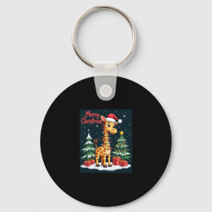 Giraffe Merry Christmas Tree Lighting Santa Giraff Key Ring