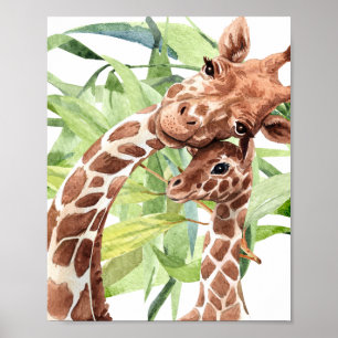 Giraffe Mom & Baby Poster