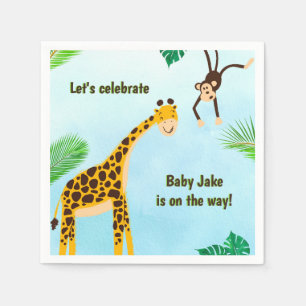 Giraffe & Monkey Safari or Zoo Party Animal   Napkin