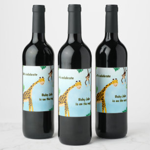 Giraffe & Monkey Safari or Zoo Party Animal   Wine Label