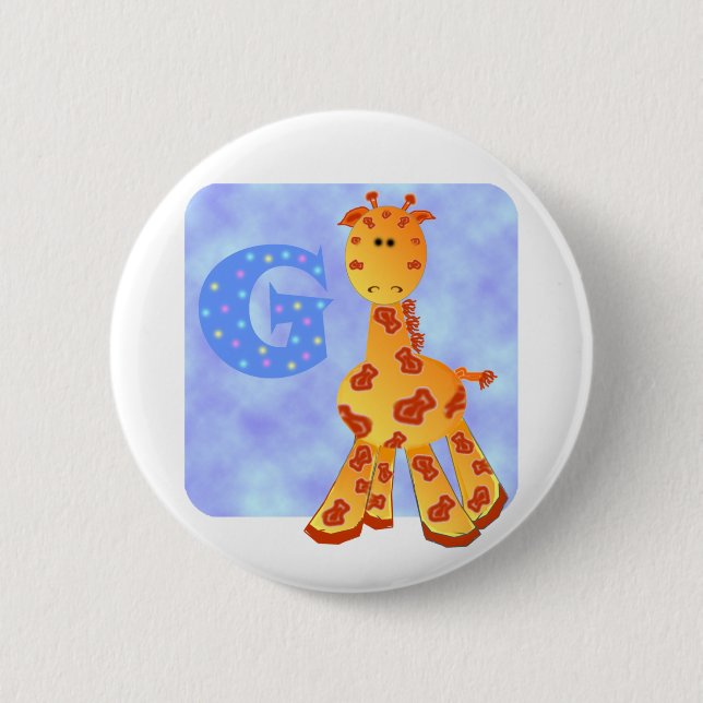 Giraffe Monogram G. 6 Cm Round Badge (Front)