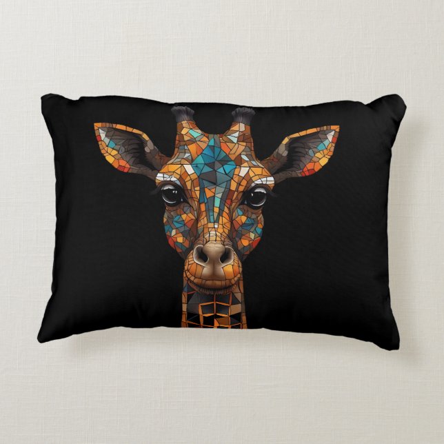 Giraffe Mosaic Portrait Decorative Cushion (Back)