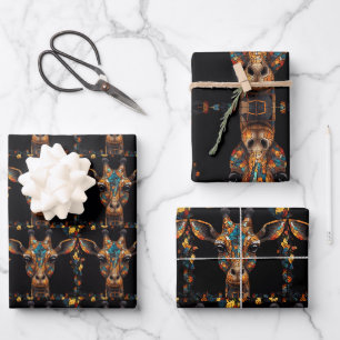 Giraffe Mosaic Stained Glass Wrapping Paper Sheet