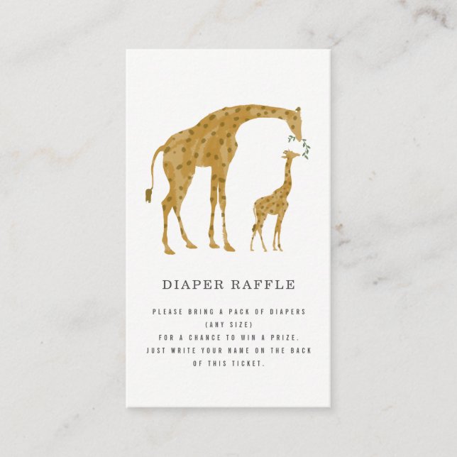 Giraffe Mother and Baby Shower Diaper Raffle Enclosure Card (Front)